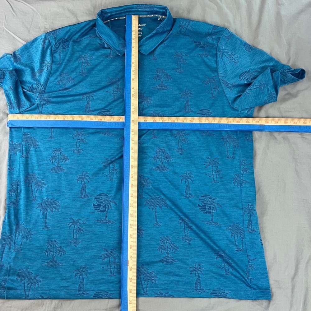 TOMMY BAHAMA IslandZone Polo Mens XXXL Blue Palm Tree Print Shirt Short Sleeve - Picture 5 of 15